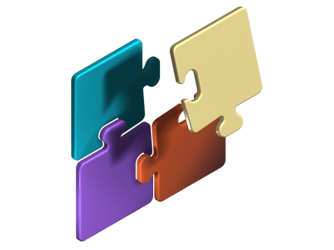 Four puzzle pieces connecting together